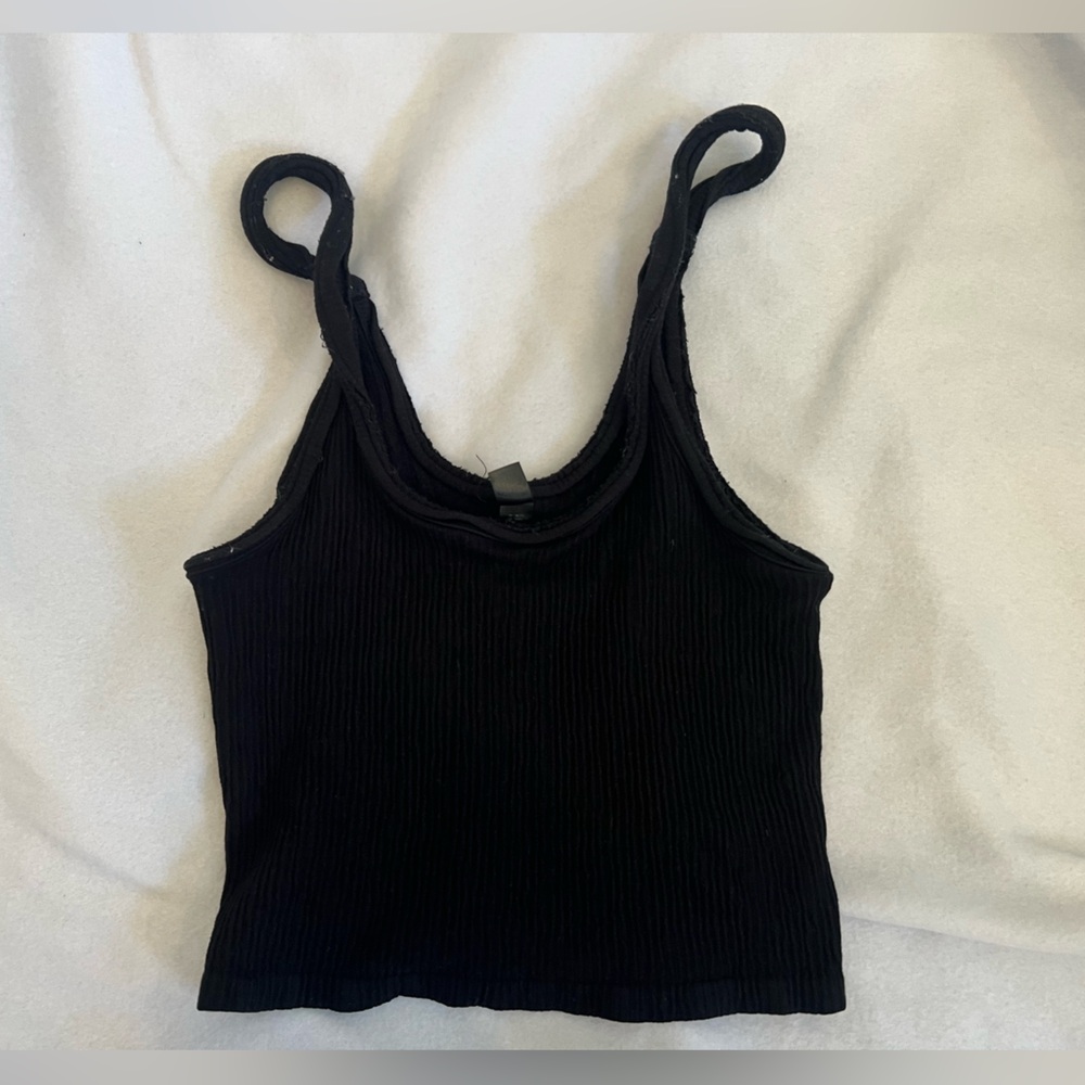Urban Outfitters Black Ribbed tank! Slightly worn, good condition!